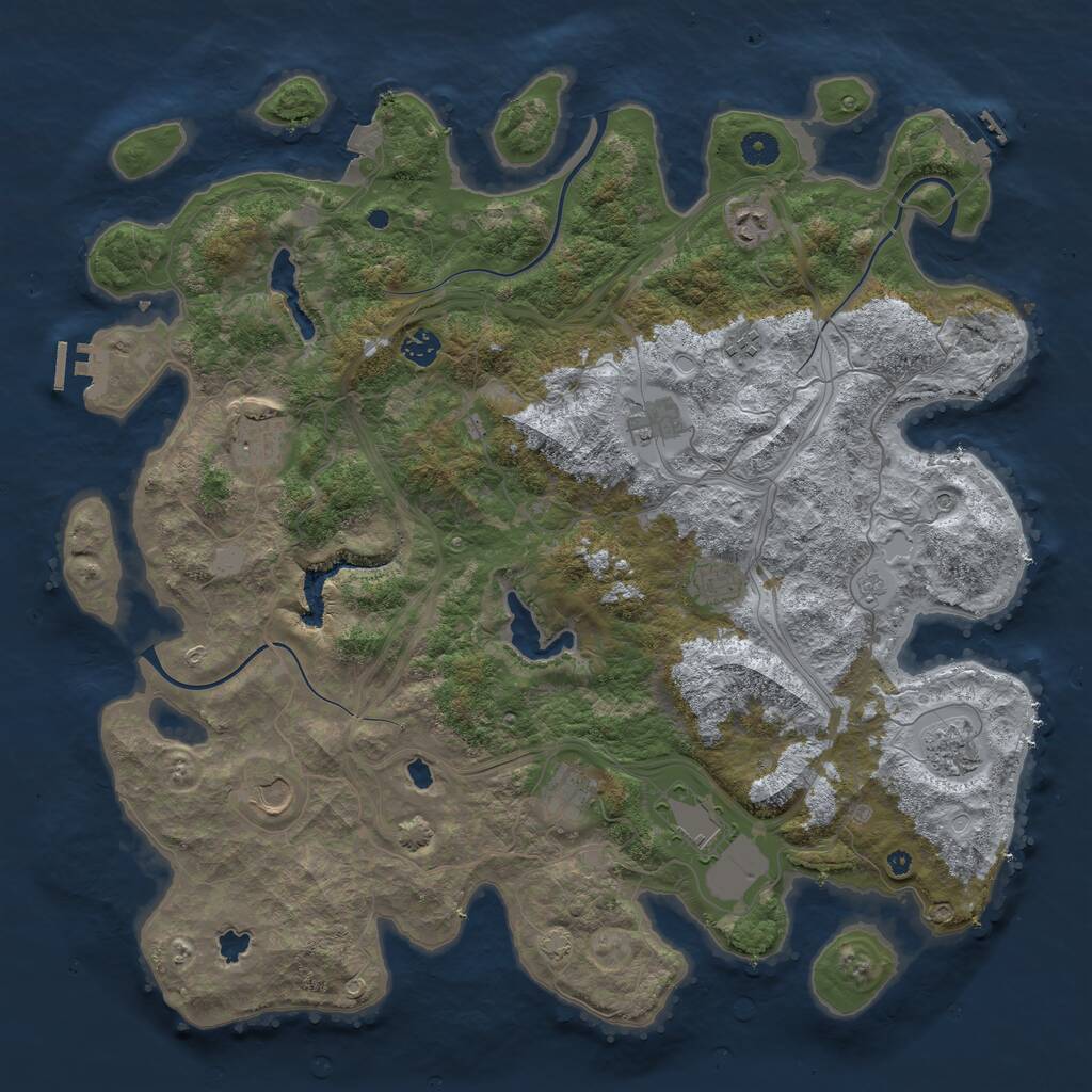 Rust Map: Procedural Map, Size: 4500, Seed: 2048859100, 16 Monuments