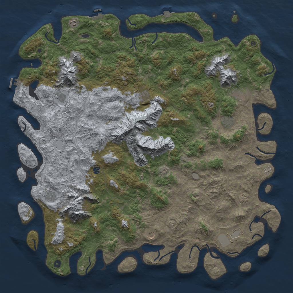 Rust Map: Procedural Map, Size: 6000, Seed: 352768815, 19 Monuments