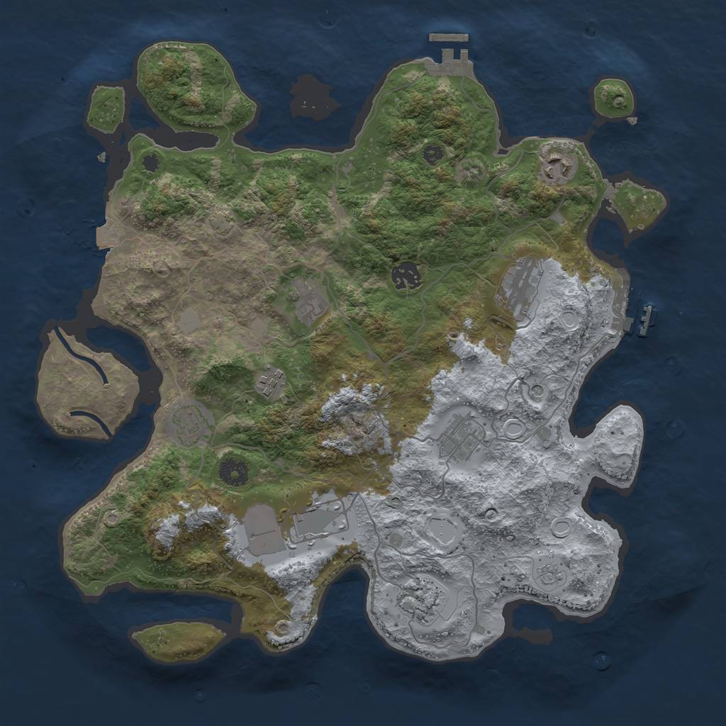 Rust Map: Procedural Map, Size: 3742, Seed: 2137235, 17 Monuments