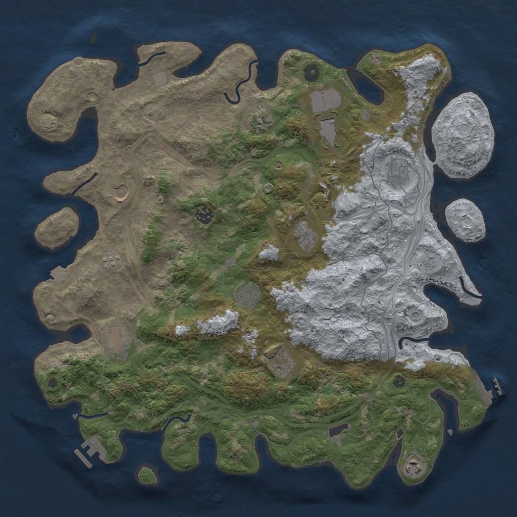 Rust Map: Procedural Map, Size: 4500, Seed: 1539993436, 19 Monuments