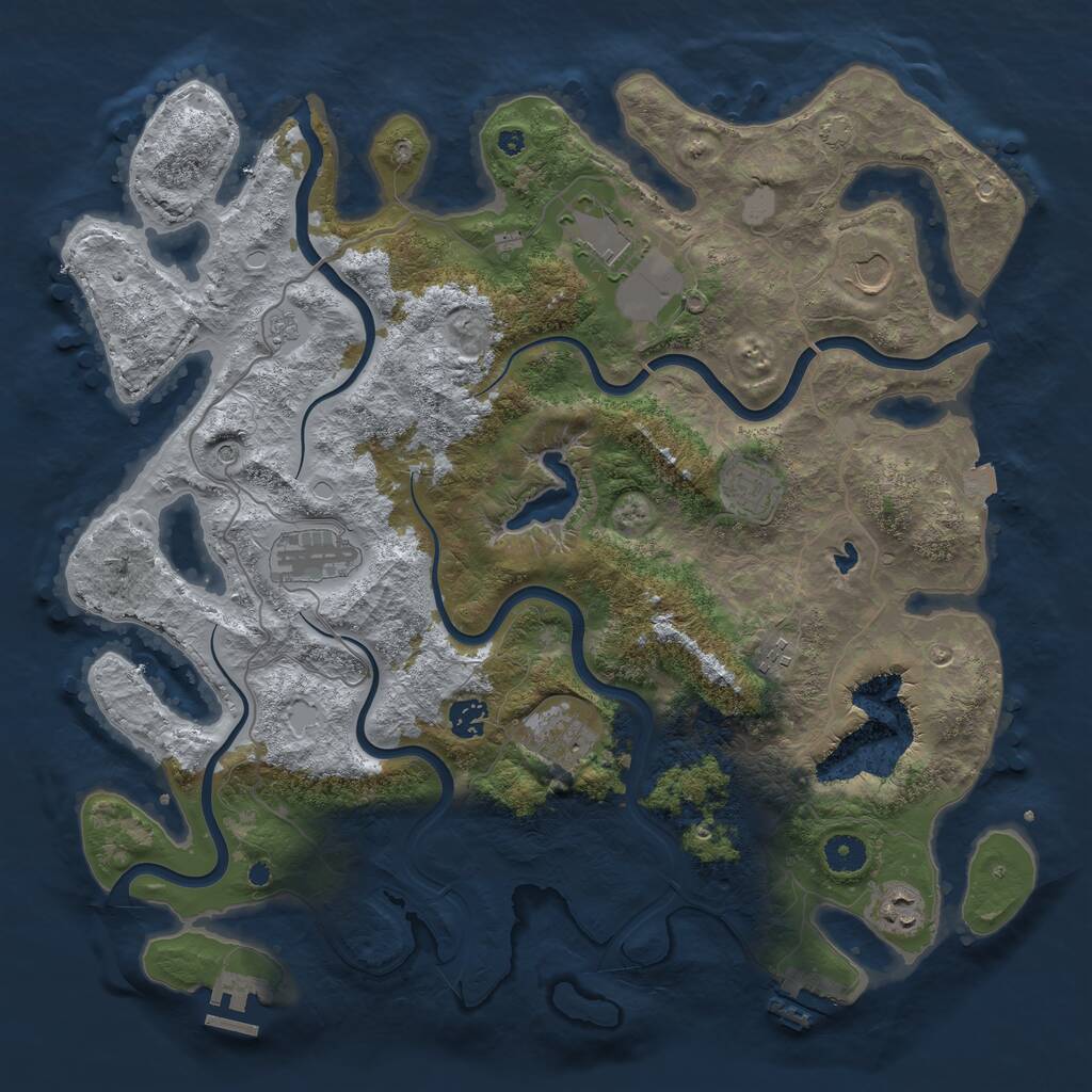 Rust Map: Procedural Map, Size: 4100, Seed: 191354789, 14 Monuments