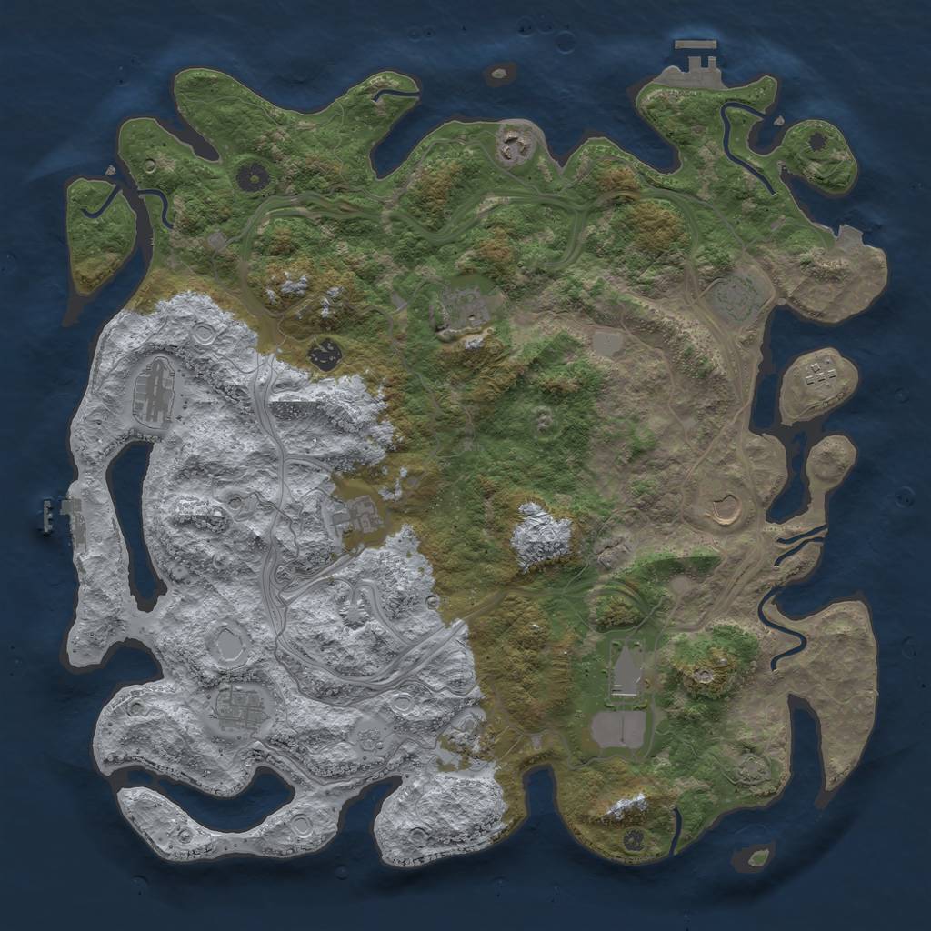 Rust Map: Procedural Map, Size: 4500, Seed: 543558654, 19 Monuments