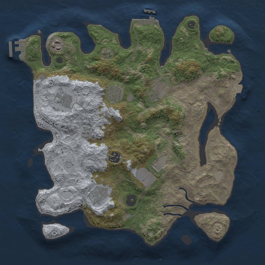 Rust Map: Procedural Map, Size: 3500, Seed: 614421001, 16 Monuments