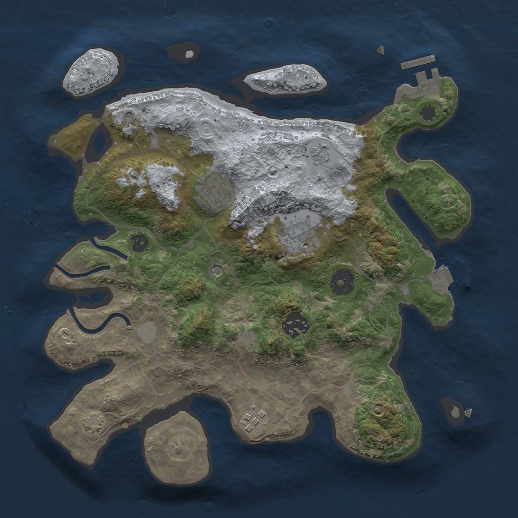 Rust Map: Procedural Map, Size: 3000, Seed: 1811685170, 11 Monuments