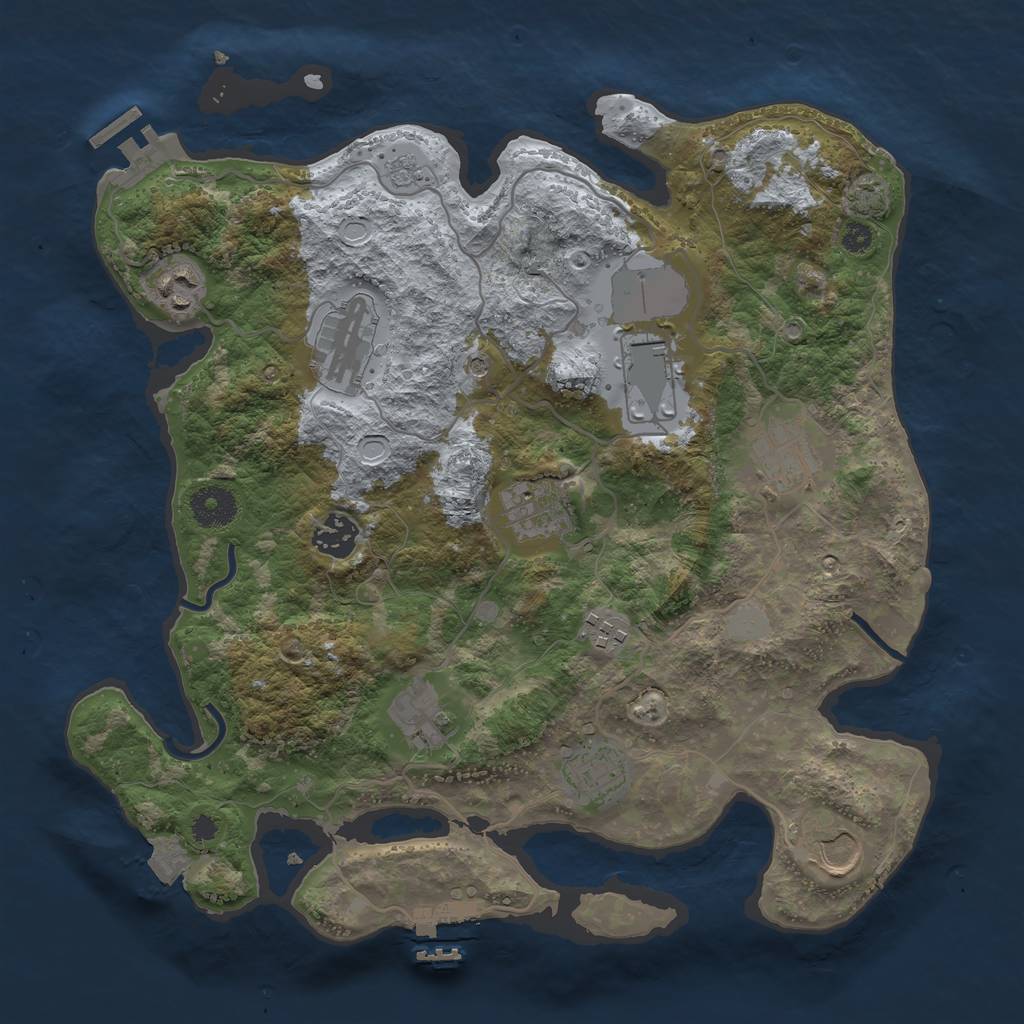 Rust Map: Procedural Map, Size: 3500, Seed: 768818133, 18 Monuments