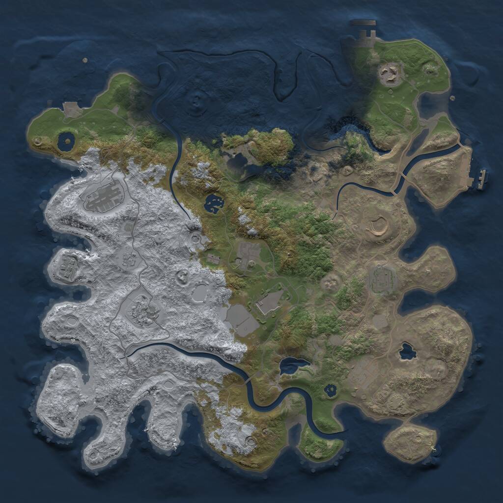 Rust Map: Procedural Map, Size: 4000, Seed: 475342314, 17 Monuments