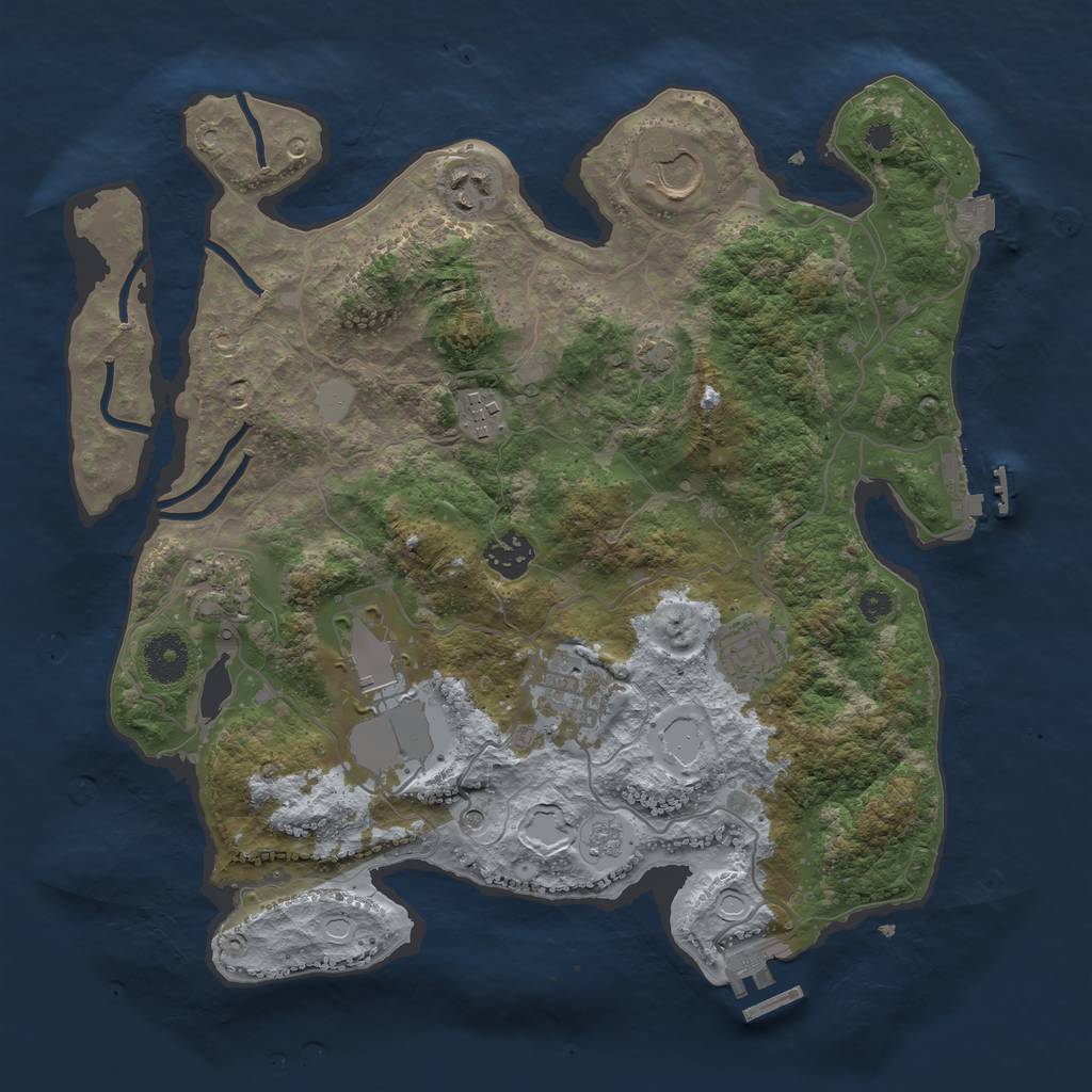 Rust Map: Procedural Map, Size: 3500, Seed: 777444, 16 Monuments