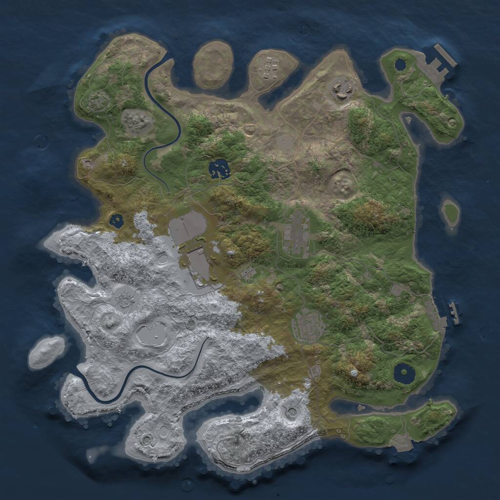 Rust Map: Procedural Map, Size: 3500, Seed: 7445790, 12 Monuments
