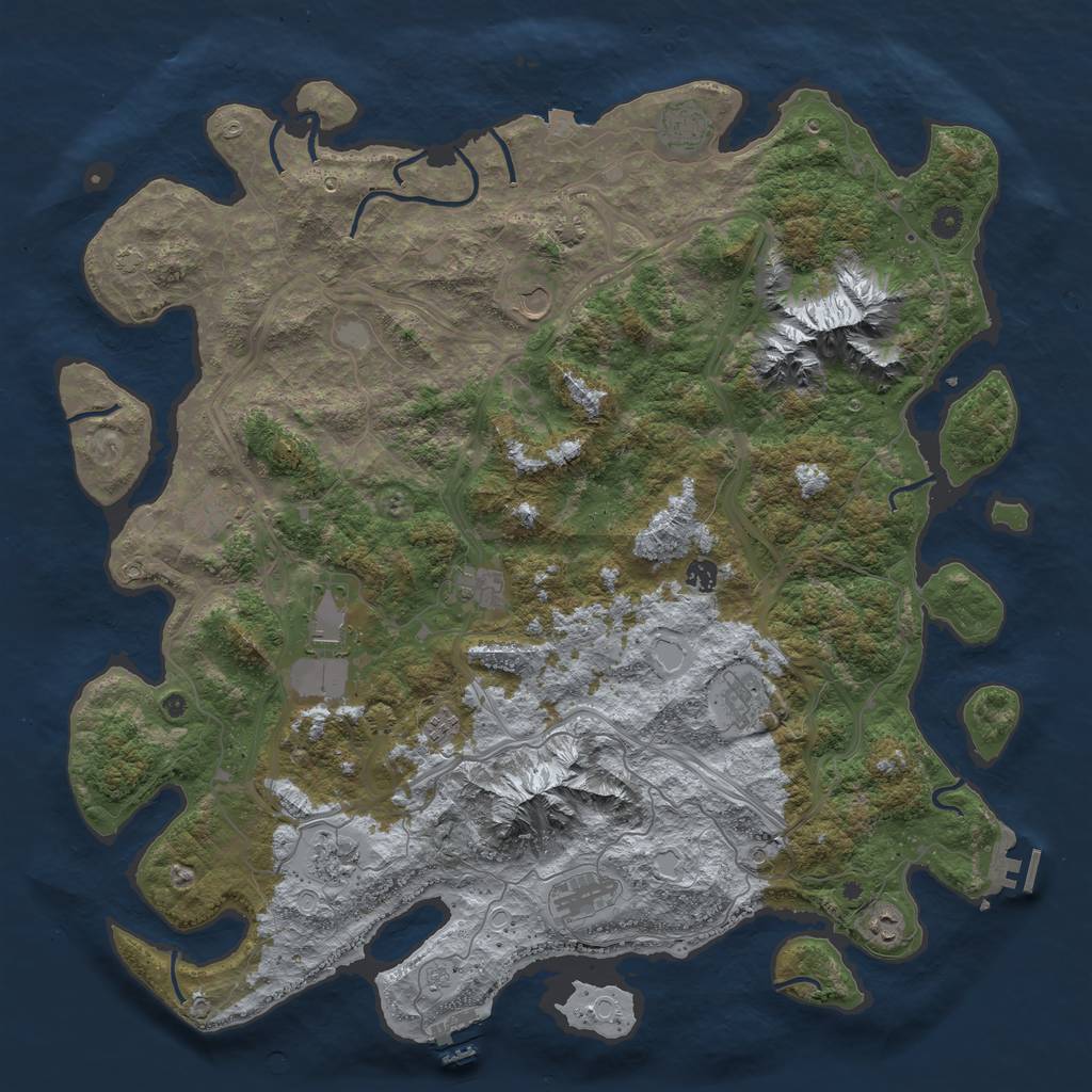 Rust Map: Procedural Map, Size: 5000, Seed: 665213, 19 Monuments