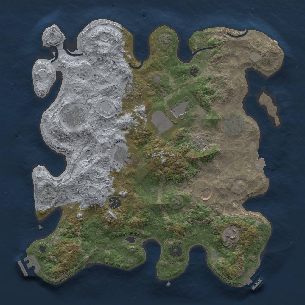 Rust Map: Procedural Map, Size: 3650, Seed: 730042746, 17 Monuments