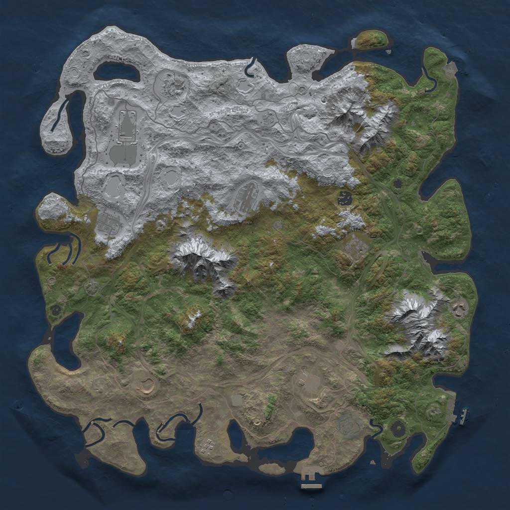 Rust Map: Procedural Map, Size: 5000, Seed: 870891516, 19 Monuments