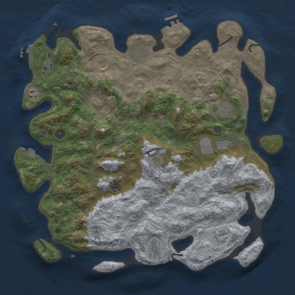 Rust Map: Procedural Map, Size: 4500, Seed: 2074090238, 19 Monuments