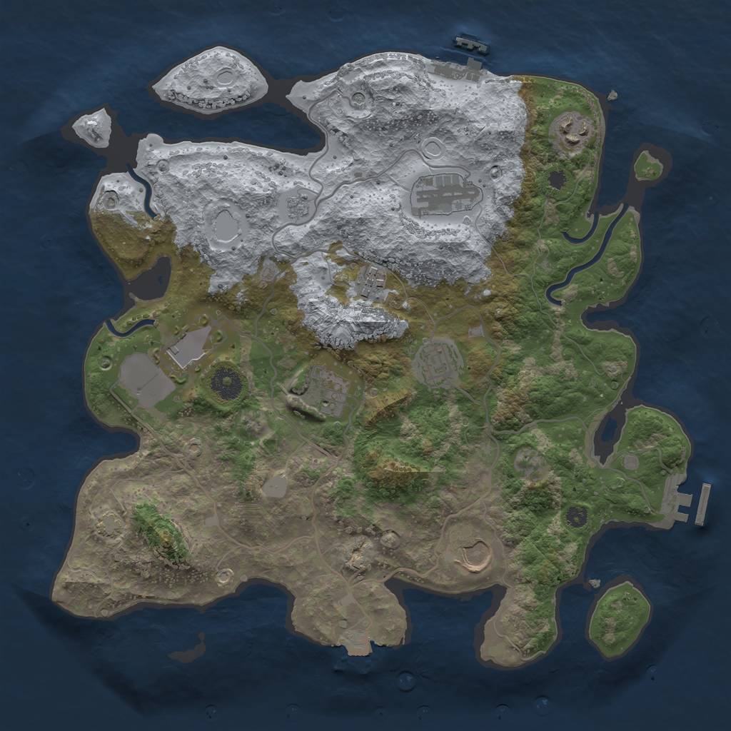 Rust Map: Procedural Map, Size: 3500, Seed: 1142013594, 15 Monuments