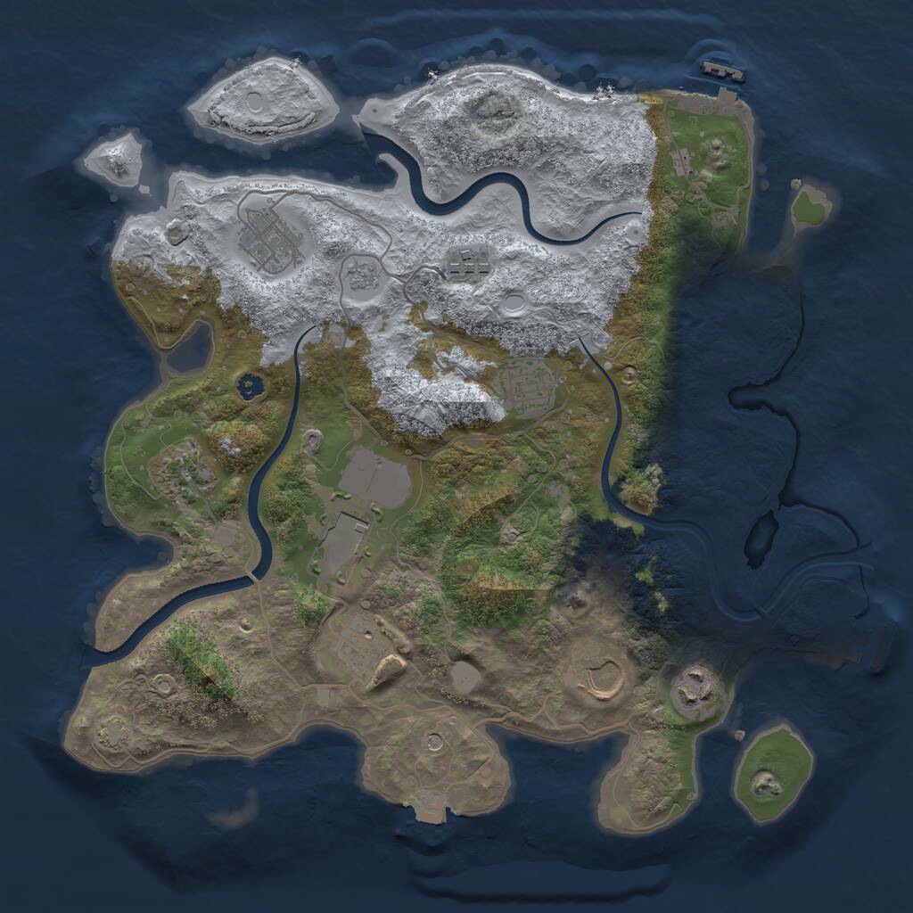 Rust Map: Procedural Map, Size: 3500, Seed: 1142013594, 14 Monuments