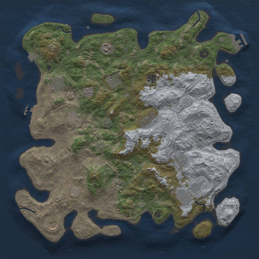 Rust Map: Procedural Map, Size: 4250, Seed: 1145144078, 19 Monuments