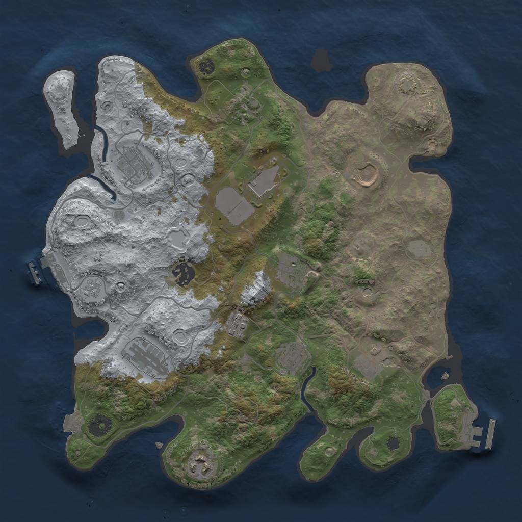 Rust Map: Procedural Map, Size: 3500, Seed: 1387414002, 19 Monuments