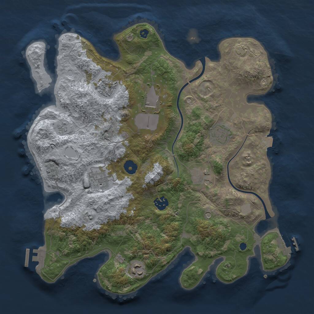 Rust Map: Procedural Map, Size: 3500, Seed: 1387414002, 14 Monuments