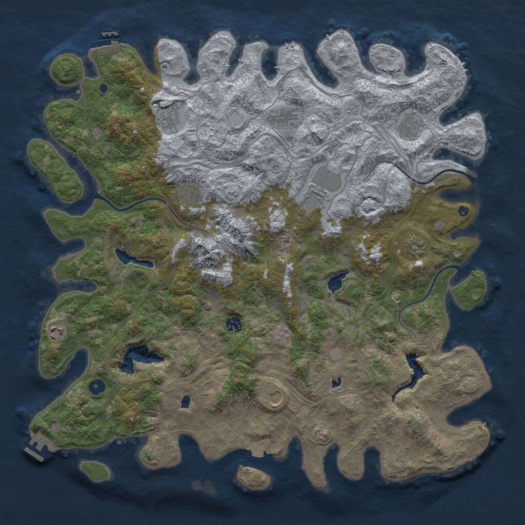 Rust Map: Procedural Map, Size: 5000, Seed: 6982374, 16 Monuments