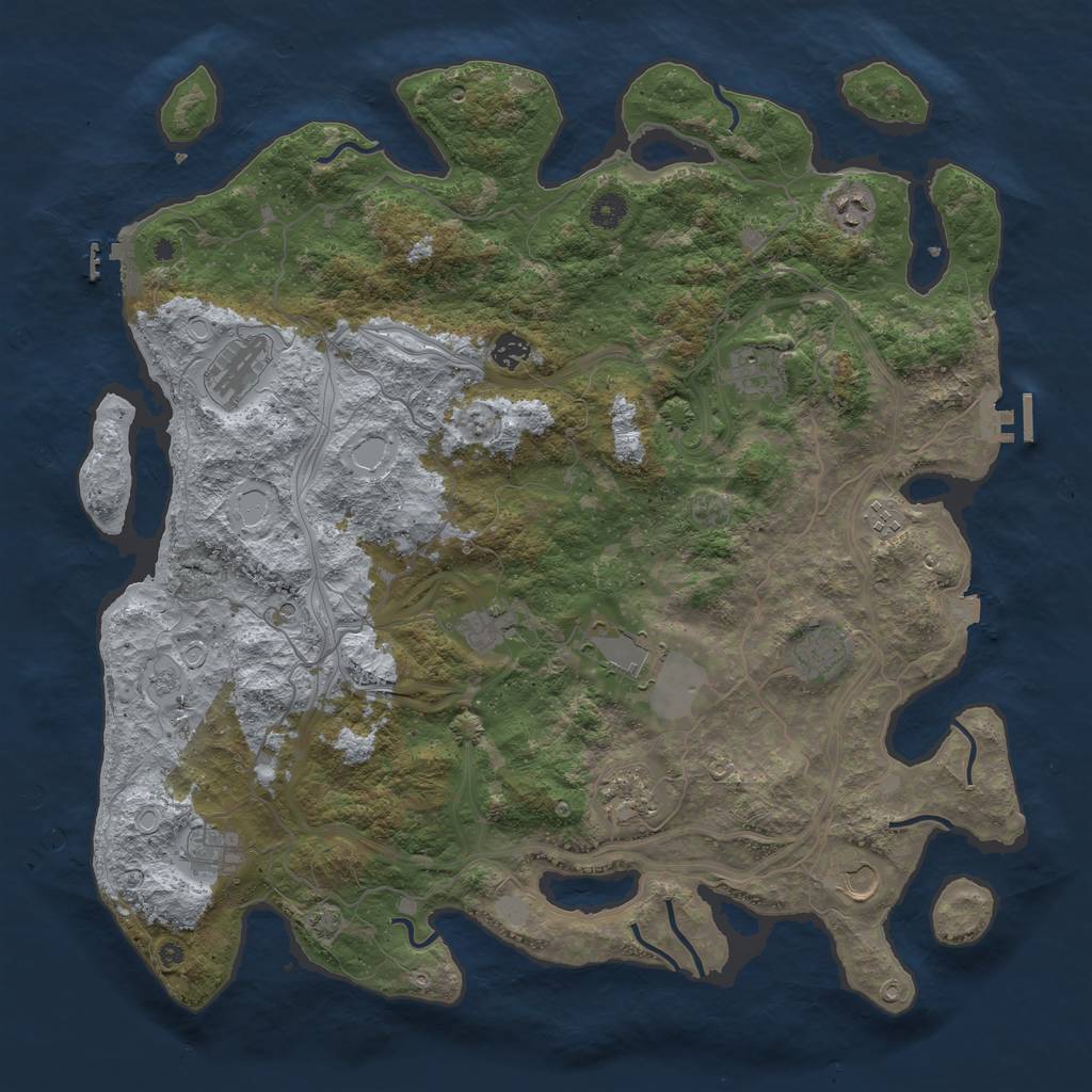 Rust Map: Procedural Map, Size: 4500, Seed: 1955442752, 19 Monuments