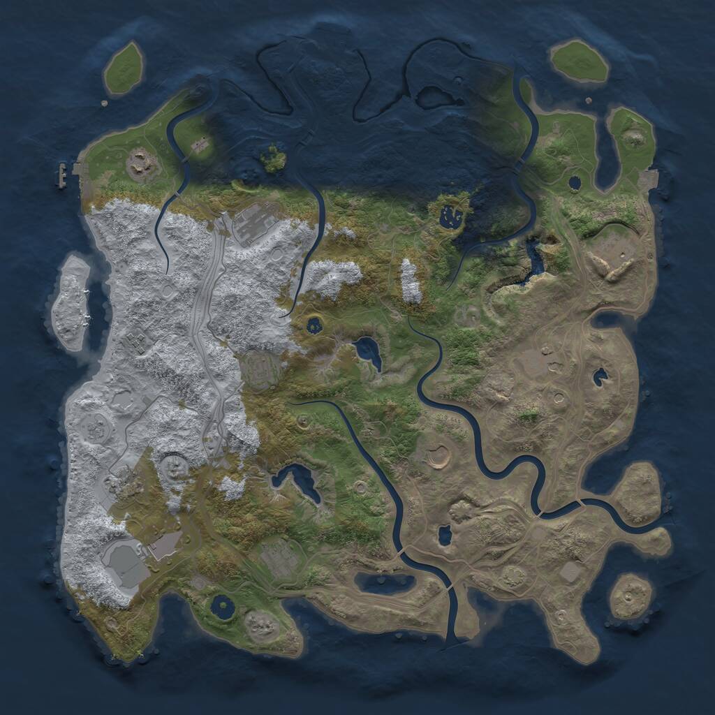 Rust Map: Procedural Map, Size: 4500, Seed: 1955442752, 17 Monuments