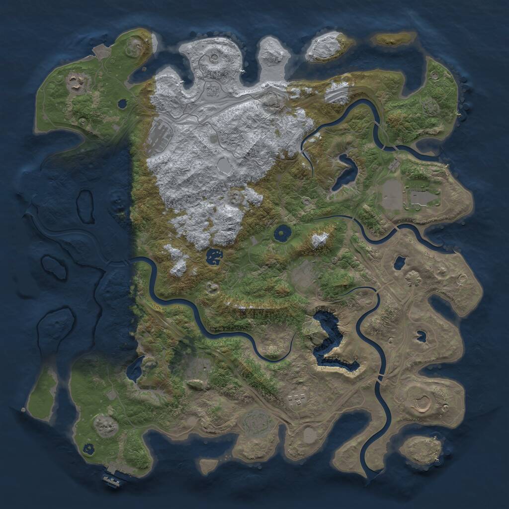 Rust Map: Procedural Map, Size: 4500, Seed: 1106057904, 15 Monuments