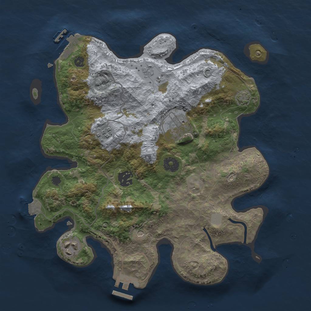 Rust Map: Procedural Map, Size: 3000, Seed: 96790125, 12 Monuments