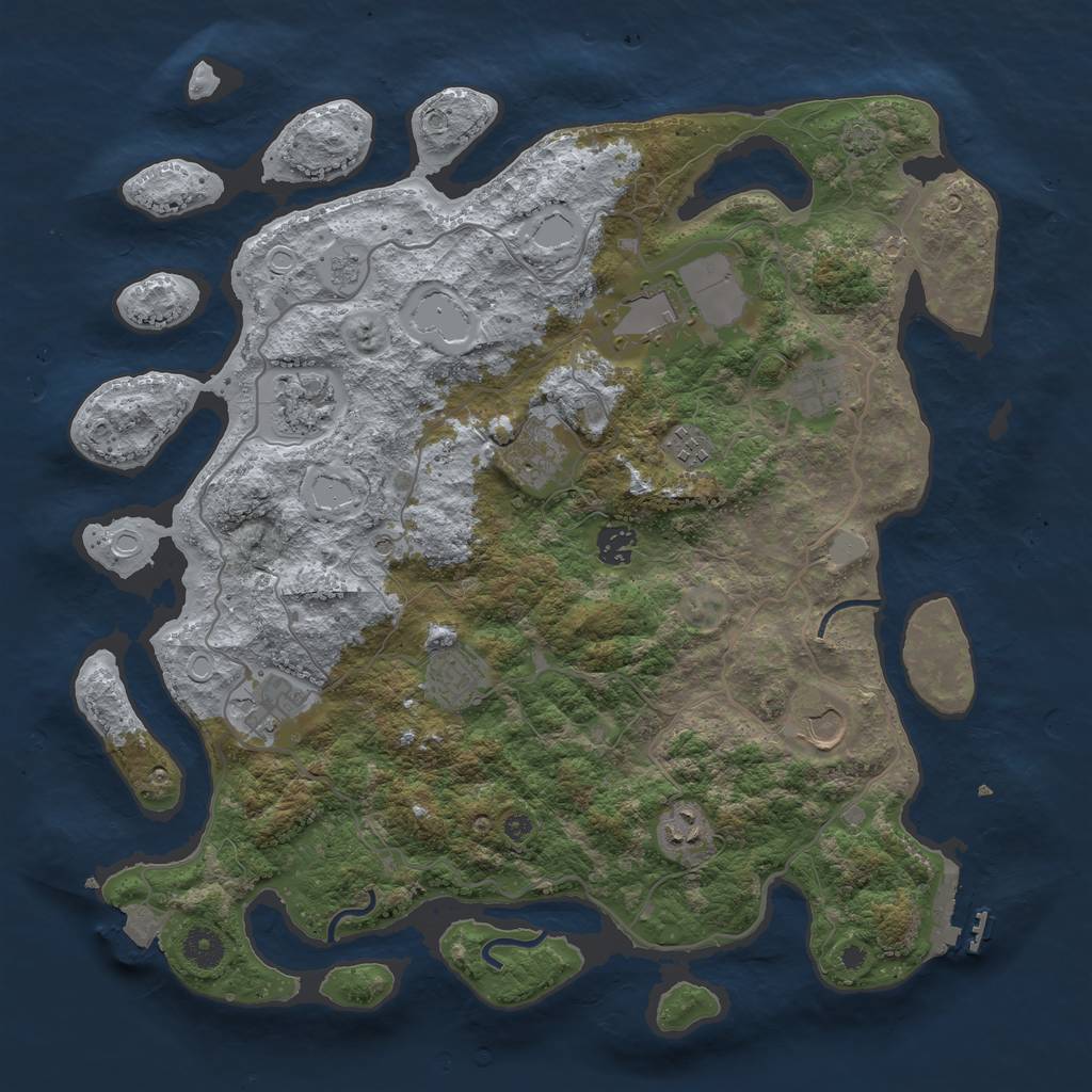 Rust Map: Procedural Map, Size: 4000, Seed: 1721353373, 17 Monuments