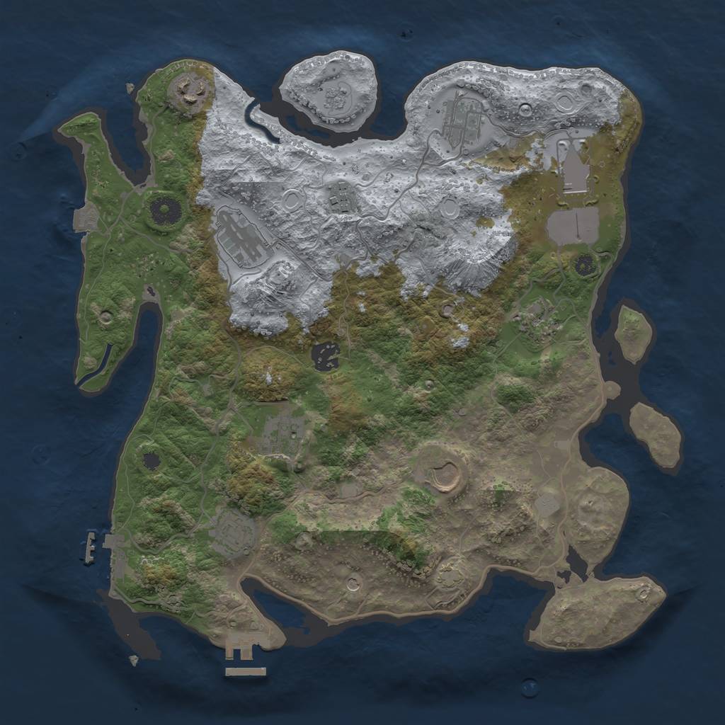 Rust Map: Procedural Map, Size: 3600, Seed: 301545424, 18 Monuments