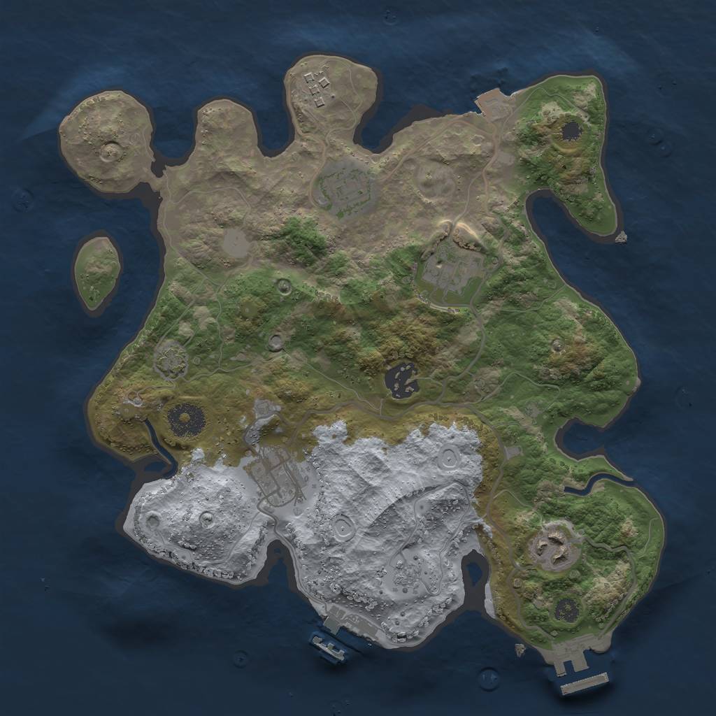 Rust Map: Procedural Map, Size: 3000, Seed: 47777, 13 Monuments