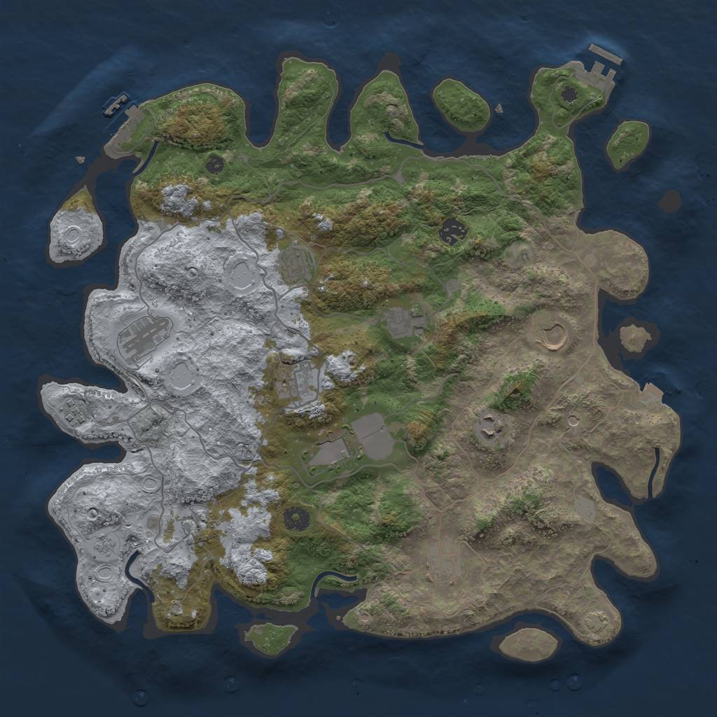 Rust Map: Procedural Map, Size: 4096, Seed: 672639049, 19 Monuments