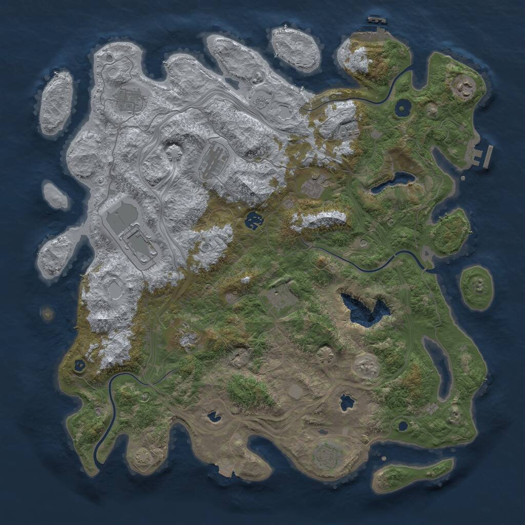 Rust Map: Procedural Map, Size: 4500, Seed: 576534311, 16 Monuments
