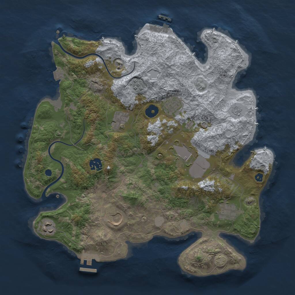 Rust Map: Procedural Map, Size: 3500, Seed: 4061982, 13 Monuments