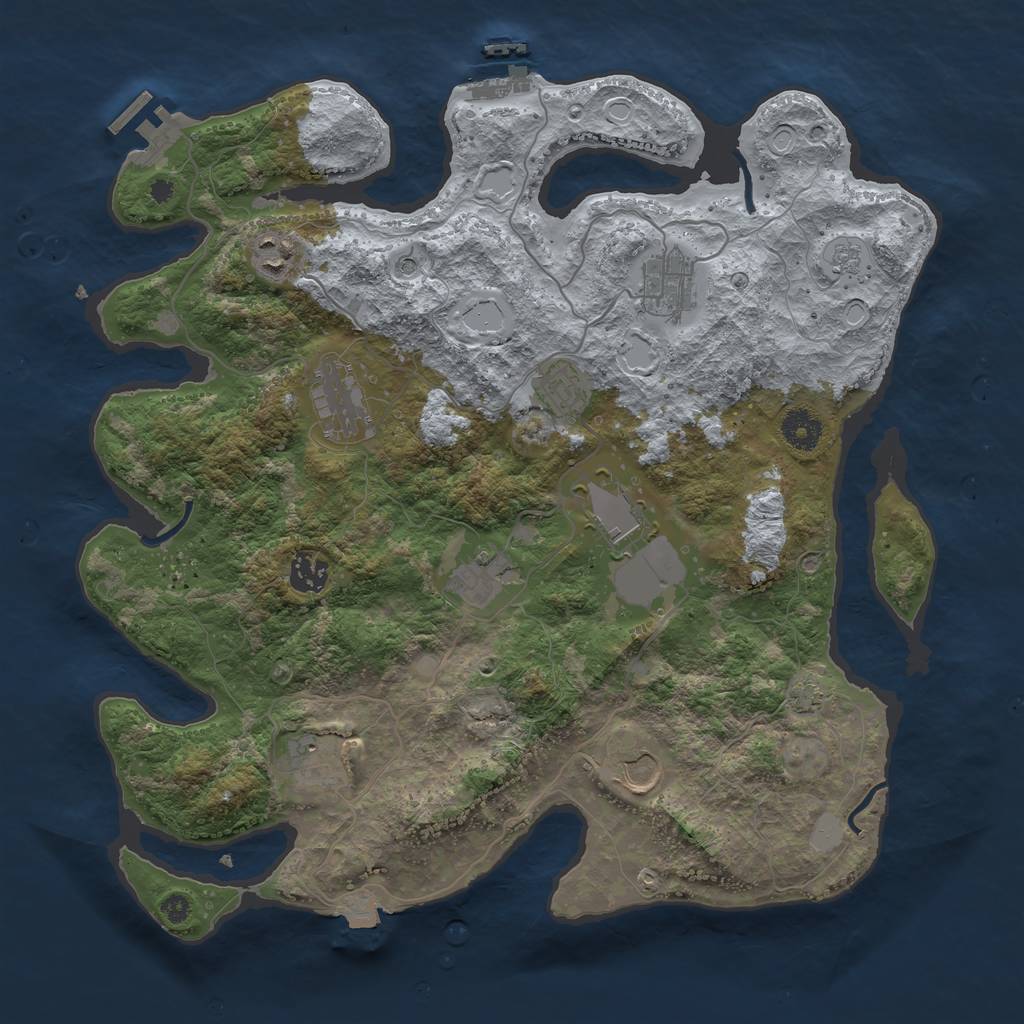 Rust Map: Procedural Map, Size: 3800, Seed: 719035, 17 Monuments