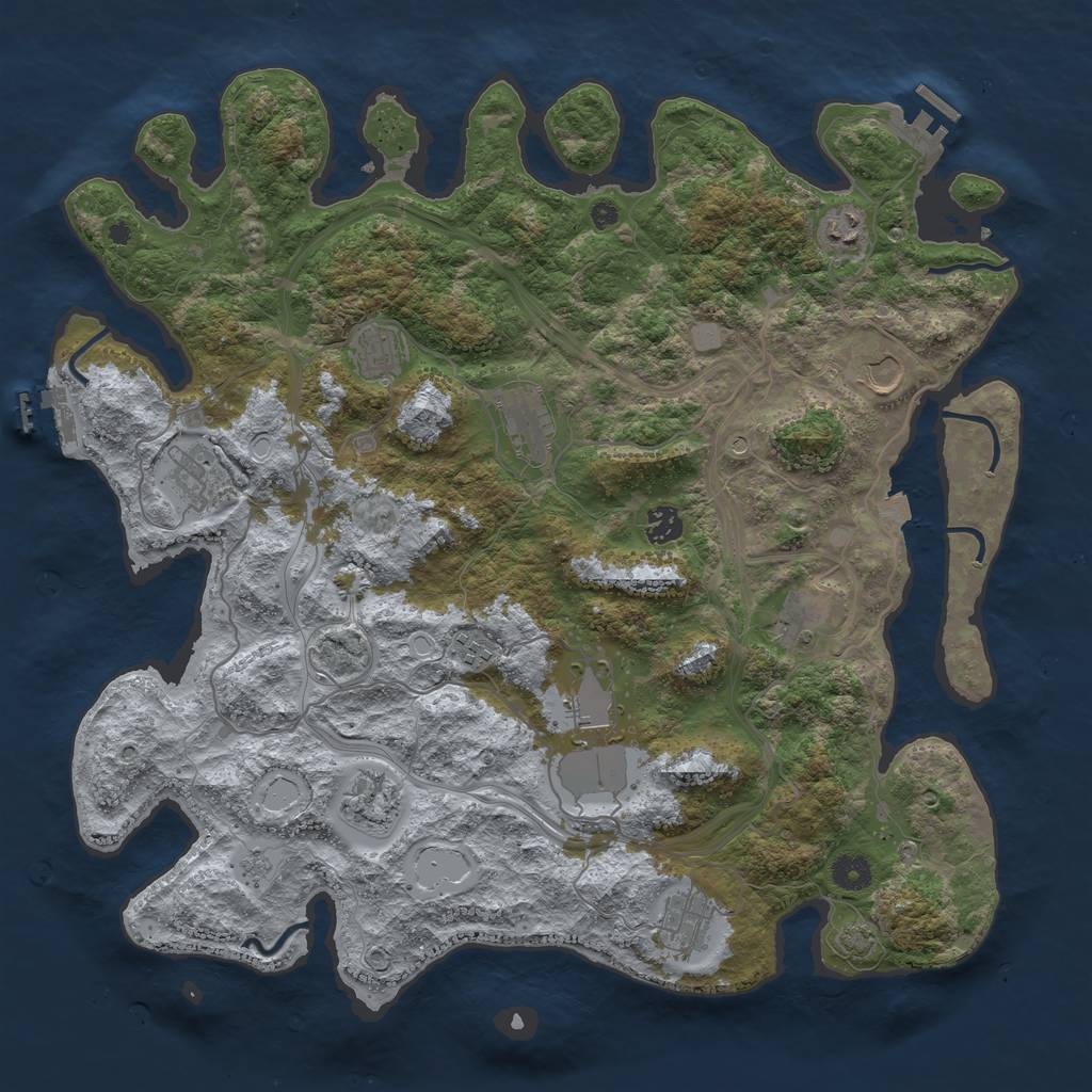 Rust Map: Procedural Map, Size: 4250, Seed: 80629261, 19 Monuments