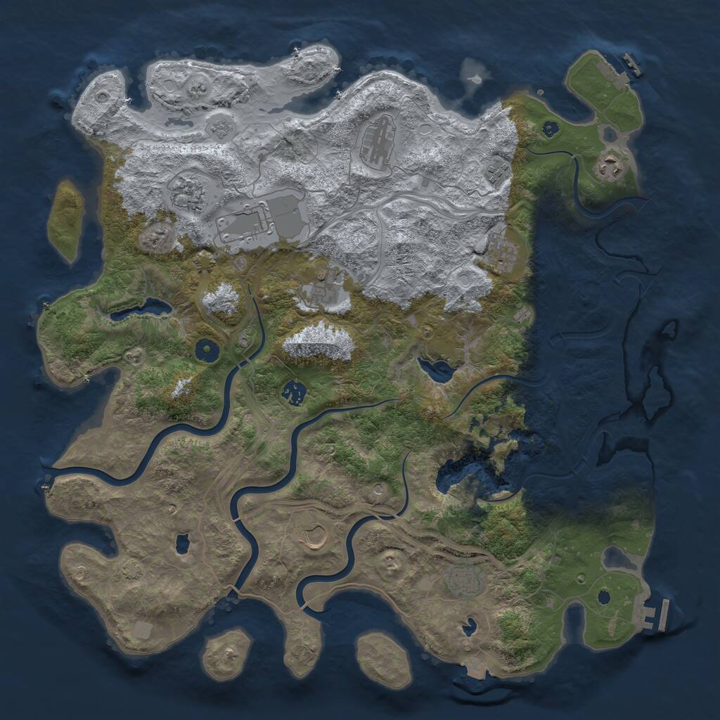 Rust Map: Procedural Map, Size: 4500, Seed: 502954856, 16 Monuments