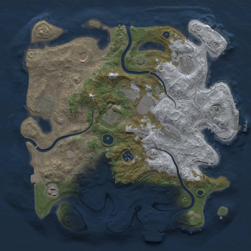 Rust Map: Procedural Map, Size: 3600, Seed: 621218989, 16 Monuments