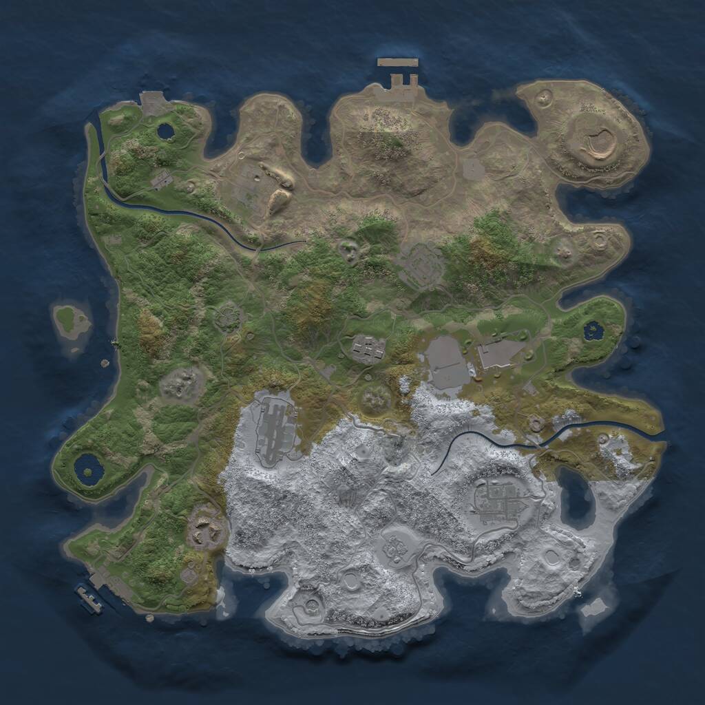 Rust Map: Procedural Map, Size: 3500, Seed: 439226784, 14 Monuments