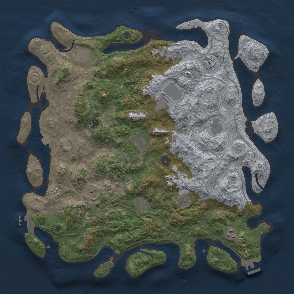 Rust Map: Procedural Map, Size: 4500, Seed: 494364984, 19 Monuments