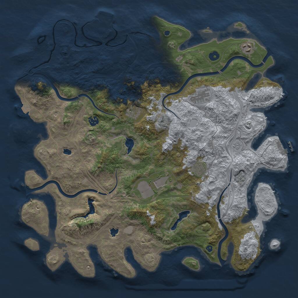 Rust Map: Procedural Map, Size: 4500, Seed: 148367964, 13 Monuments