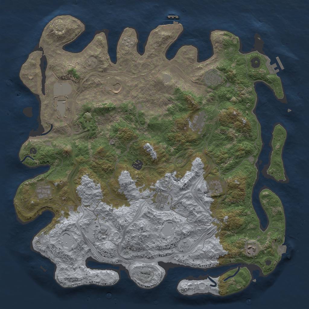 Rust Map: Procedural Map, Size: 4500, Seed: 916432, 19 Monuments