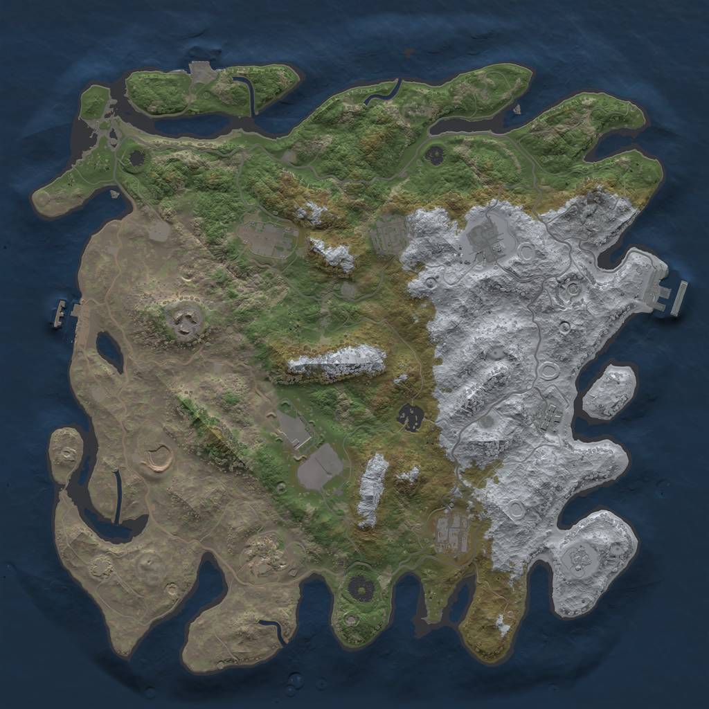 Rust Map: Procedural Map, Size: 4000, Seed: 1084316763, 18 Monuments