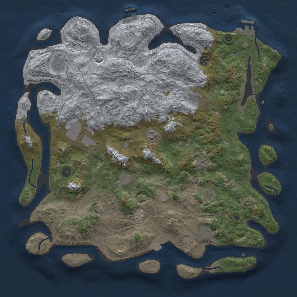 Rust Map: Procedural Map, Size: 4500, Seed: 1255967678, 19 Monuments