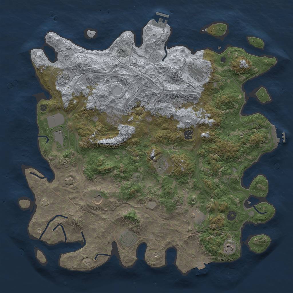 Rust Map: Procedural Map, Size: 4500, Seed: 1172879009, 19 Monuments