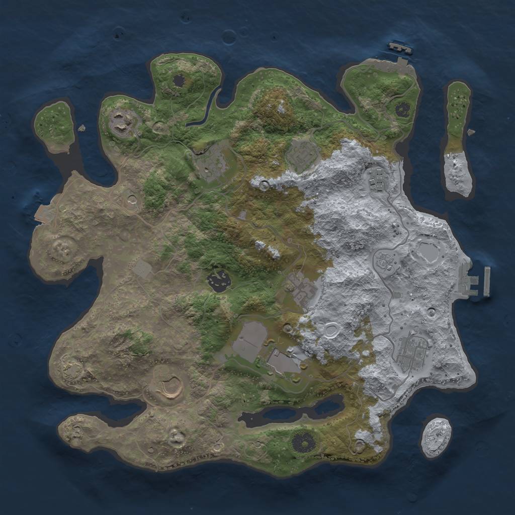 Rust Map: Procedural Map, Size: 3500, Seed: 1007371760, 17 Monuments