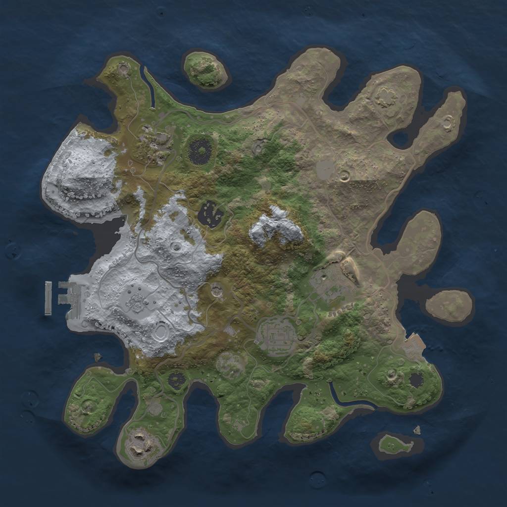 Rust Map: Procedural Map, Size: 3000, Seed: 1046286495, 12 Monuments