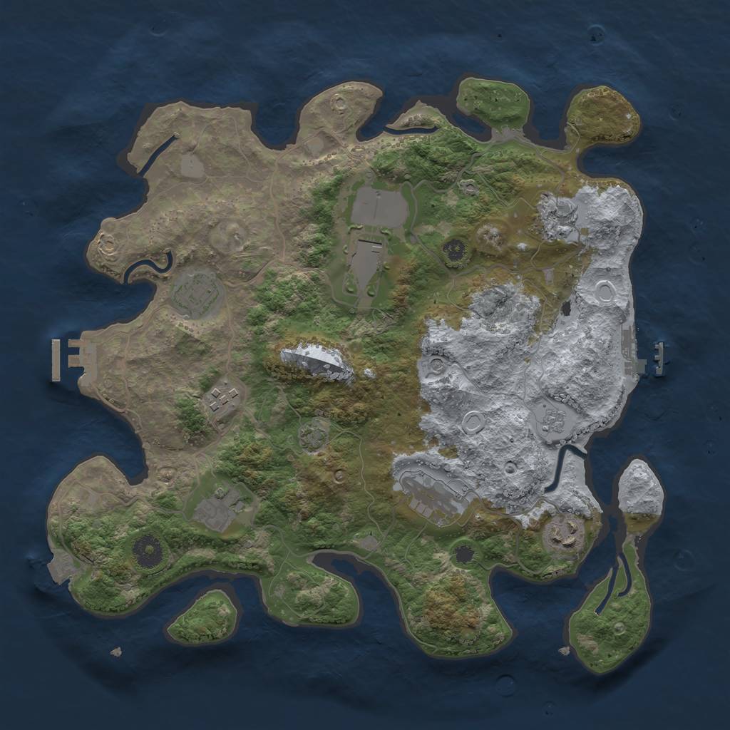 Rust Map: Procedural Map, Size: 3500, Seed: 641036661, 15 Monuments