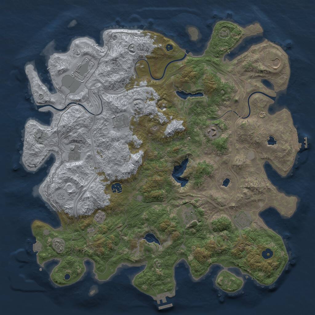 Rust Map: Procedural Map, Size: 4500, Seed: 1376048616, 15 Monuments