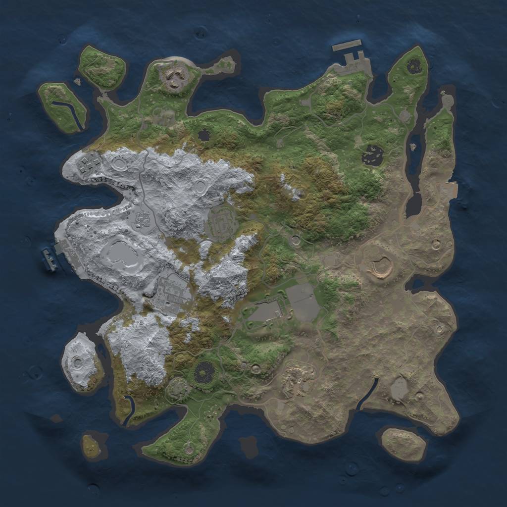 Rust Map: Procedural Map, Size: 3500, Seed: 1778036163, 16 Monuments