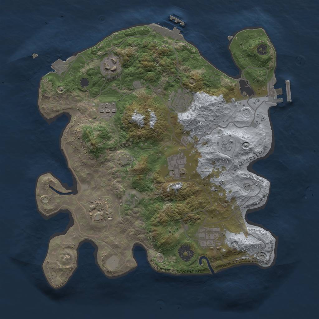 Rust Map: Procedural Map, Size: 3000, Seed: 40598426, 14 Monuments