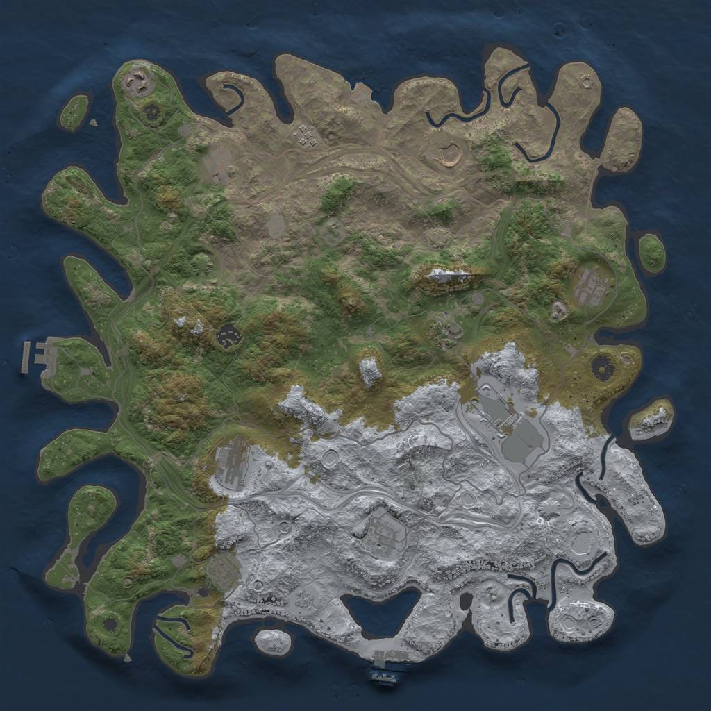 Rust Map: Procedural Map, Size: 4500, Seed: 1628248331, 19 Monuments